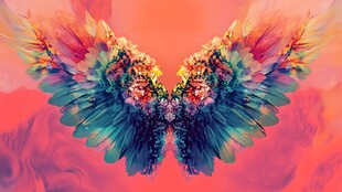 梦幻绚丽彩色羽翼