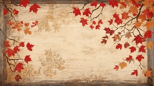 秋日枫叶边框复古背景图
