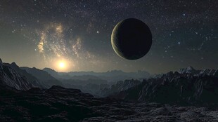 梦幻外星景观中的星球日出