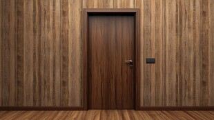 木质房间中的一扇实木门