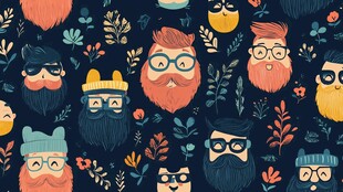 卡通胡子男士图案背景