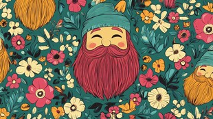 可爱花中精灵小矮人图案