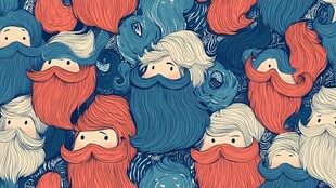 可爱胡须精灵无缝图案