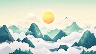 山间日出云海壮美景观