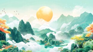 壮丽山水间的绝美日出