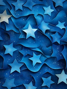 梦幻蓝色星星立体背景图
