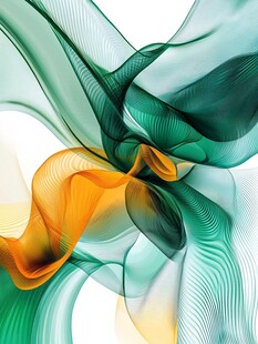 绿黄交织动感线条艺术图