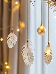 优雅羽毛圣诞装饰挂件