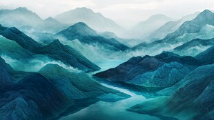 青墨山水间的静谧河谷