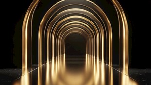 金色光影隧道 未来感空间