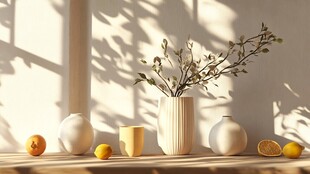 光影下的简约静物摆件