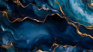 蓝金流体艺术抽象背景图