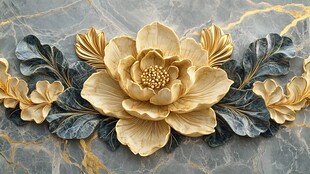 立体金牡丹浮雕装饰图案