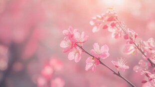 春日粉嫩樱花绽放美景