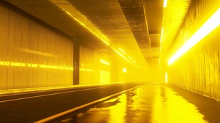 黄色光影地下通道景观