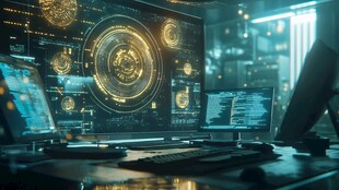 科技感十足的电脑工作场景