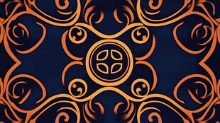 深蓝色底橙色花纹装饰图案