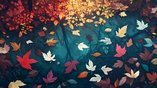 梦幻秋景 落叶缤纷的森林