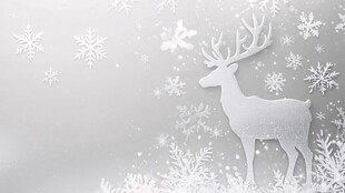 银白圣诞风驯鹿雪花背景