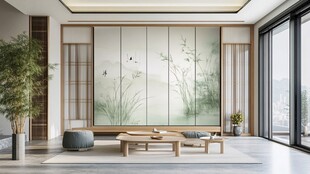 中式雅致客厅之诗意屏风