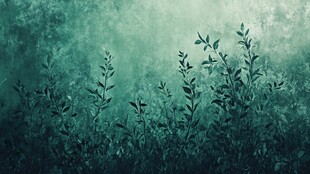迷雾中的绿植景观