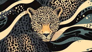 豹纹背景中的猎豹头像