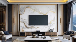 现代奢华大理石背景墙客厅