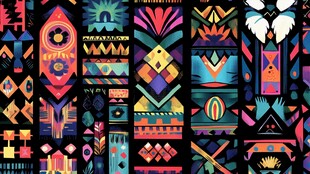 多彩民族风几何图案设计