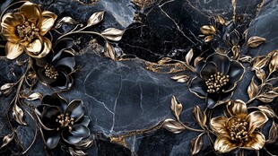 黑金花卉大理石背景图案