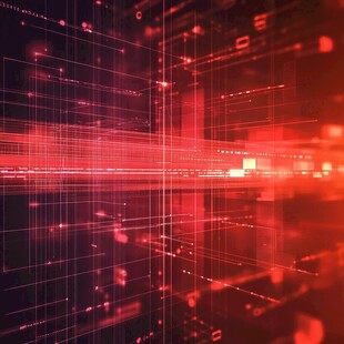 红色科技感数字线条背景图