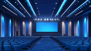 现代科技感的宽敞蓝色影厅