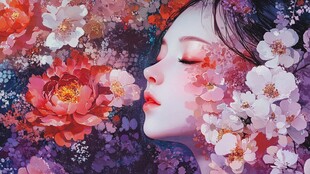 花中少女的梦幻容颜