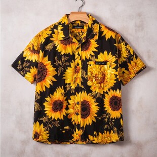 向日葵印花短袖衬衫