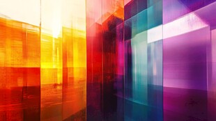 炫彩几何色块构成的绚丽空间