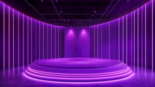 紫色梦幻舞台空间展示