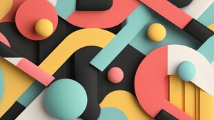 多彩立体几何抽象艺术图案