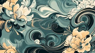 复古花卉漩涡纹理图案