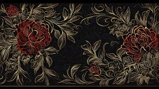 古典花卉刺绣图案背景