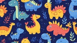 可爱多彩恐龙图案背景