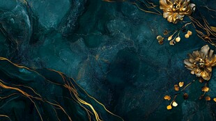 墨绿背景上的金色花卉纹理