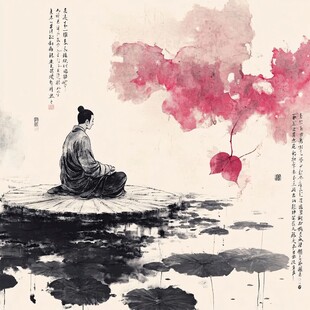禅意水墨 独坐静思的修行者