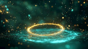 梦幻金色光环粒子背景图