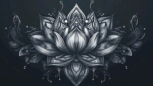 黑白莲花图腾精美纹饰
