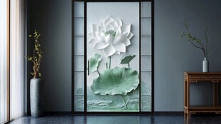 中式荷韵屏风 雅致室内景