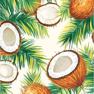 热带椰林风情插画图案