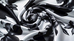 黑白花卉图案丝绸布料