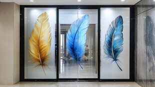 彩色羽毛玻璃装饰画