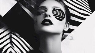 时尚黑白条纹创意人像