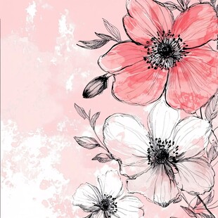 粉色花卉手绘浪漫背景图