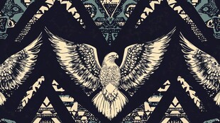 鹰图腾几何图案无缝背景